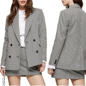 TOPSHOP Mini Dogtooth Double Breasted Blazer